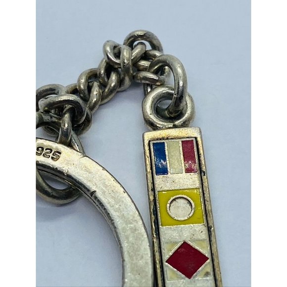 TIFFANY & Co Sterling Silver 925 Nautical Boat Flag Enamel Keychain  READ - Picture 3 of 9